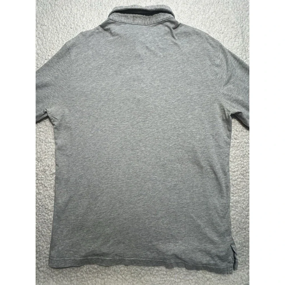 Polo Ralph Lauren Men Shirt Size M Gray Heather Long Sleeve Cotton Polo Top
